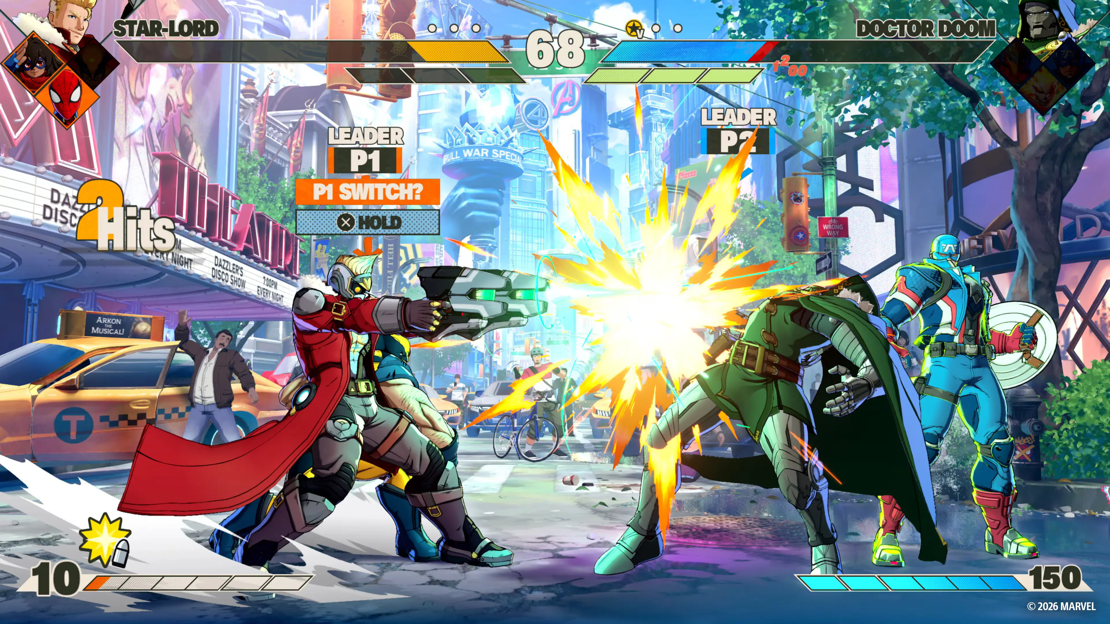 MARVEL Tōkon HUD showing the Vital Gauge, Assemble Gauge, and Skill Gauge