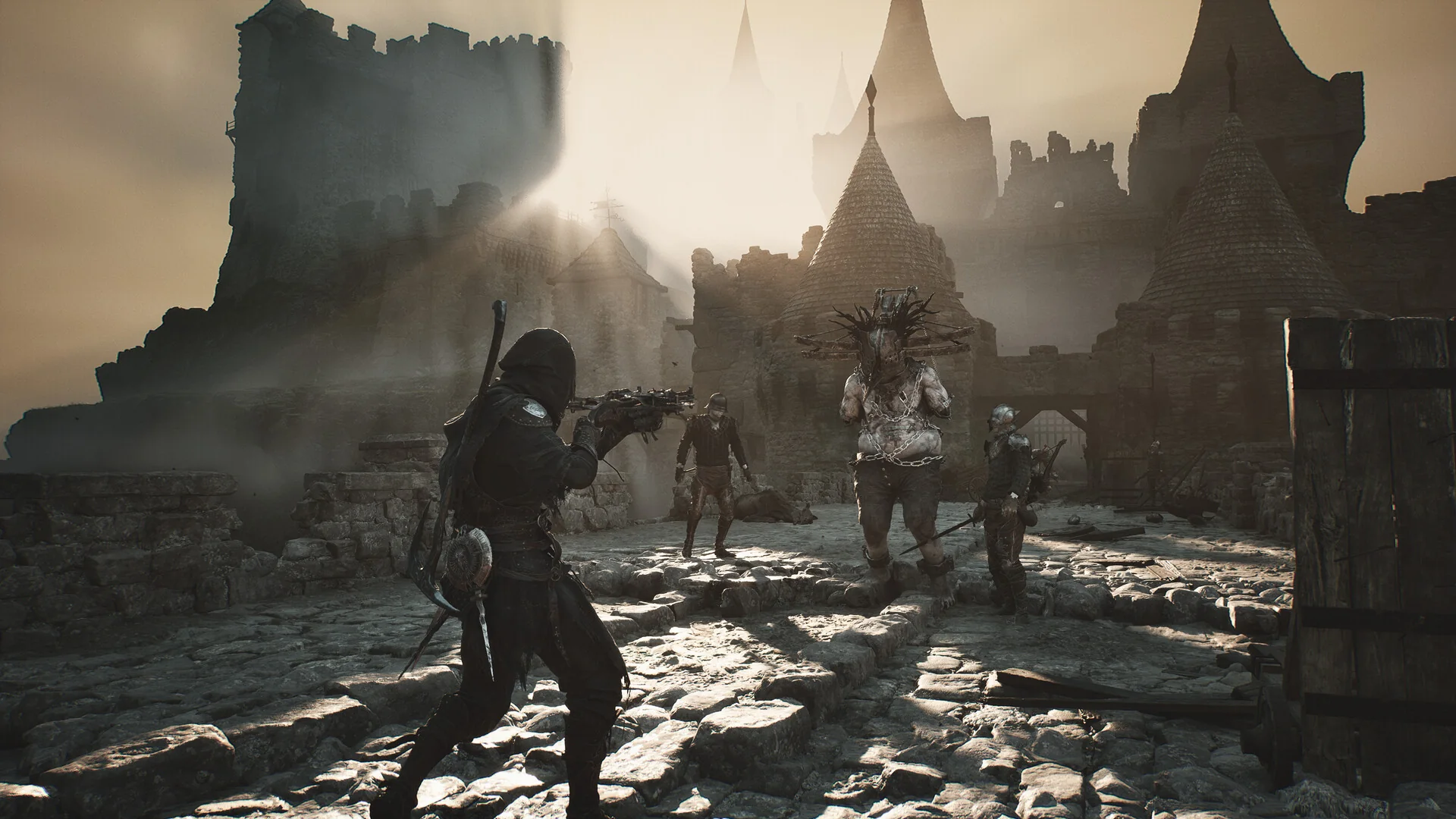 A Shell approaching enemies in Mortal Shell II's open world
